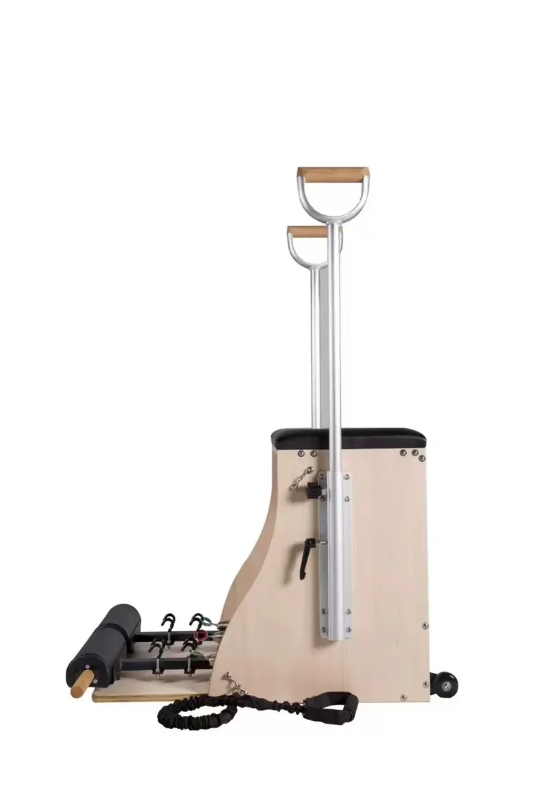 Side view of a compact commercial Pilates stability chair
